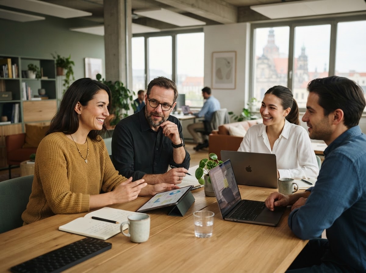 Netz Kapitix Team bei der gemeinsamen Auswertung von Analyseergebnissen
